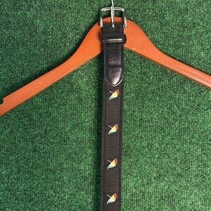 RARE Mens Arnold Palmer Needlepoint Belt ( Size 38 / Black & Colored Umbrellas!)